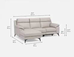 GIRONA 100% leather power reclining left-facing sectional sofa