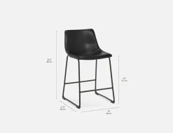 HAYDEN retro-modern counter stool with backrest 61 cm