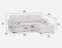 JANICE modern interchangeable storage sectional sofa-bed