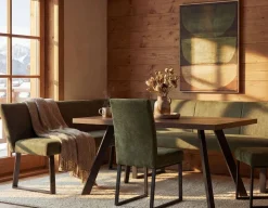 JASON industrial-modern dining corner bench with backrest