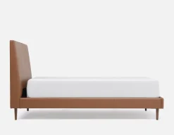 JAVIER mid-century modern 100% leather king size bed