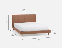 JAVIER mid-century modern 100% leather king size bed
