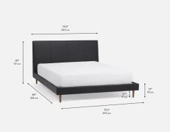 JAVIER mid-century modern 100% leather king size bed