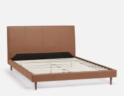 JAVIER mid-century modern 100% leather king size bed
