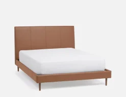 JAVIER mid-century modern 100% leather king size bed