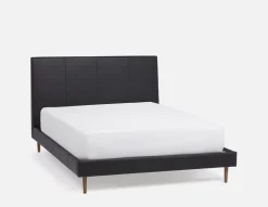 JAVIER mid-century modern 100% leather king size bed