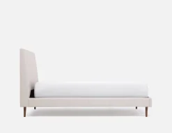 JAVIER mid-century modern 100% leather queen size bed