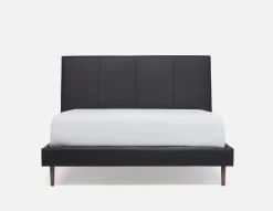JAVIER mid-century modern 100% leather queen size bed