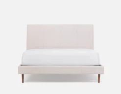 JAVIER mid-century modern 100% leather queen size bed
