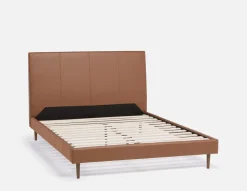 JAVIER mid-century modern 100% leather queen size bed
