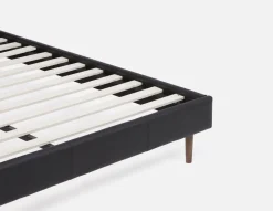 JAVIER mid-century modern 100% leather queen size bed