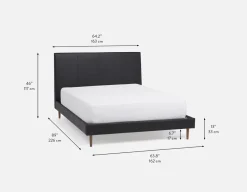 JAVIER mid-century modern 100% leather queen size bed