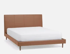 JAVIER mid-century modern 100% leather queen size bed