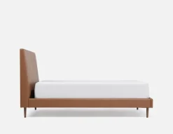 JAVIER mid-century modern 100% leather queen size bed