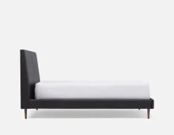 JAVIER mid-century modern 100% leather queen size bed