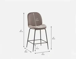 JUDITH velvet counter stool with backrest 68 cm