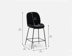 JUDITH velvet counter stool with backrest 68 cm