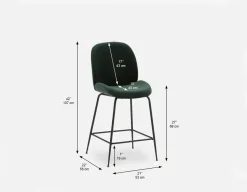 JUDITH velvet counter stool with backrest 68 cm