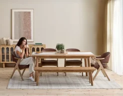 KABBANN acacia wood dining table 180 cm