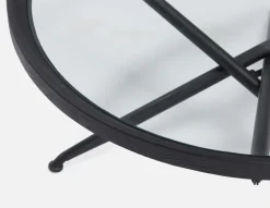 KAY fir wood coffee table with tempered glass top 100 cm
