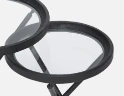 KAY set of 2 fir wood nesting tables with tempered glass tops