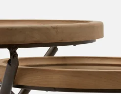 KAY set of 2 fir wood nesting tables with tempered glass tops