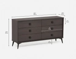 KIERA mid-century modern 6-drawer chest