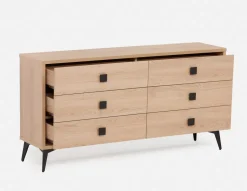 KIERA mid-century modern 6-drawer chest