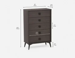 KIERA mid-century modern 5-drawer chest