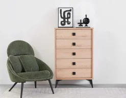 KIERA mid-century modern 5-drawer chest