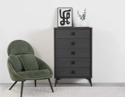 KIERA mid-century modern 5-drawer chest