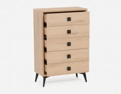 KIERA mid-century modern 5-drawer chest