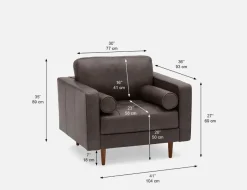 KINSEY 100% leather armchair