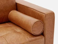 KINSEY mid-century modern 100% leather 3-seater sofa