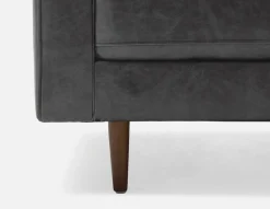KINSEY mid-century modern 100% leather 3-seater sofa