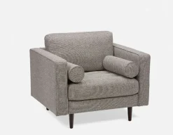 KINSEY mid-century modern 100% leather 3-seater sofa