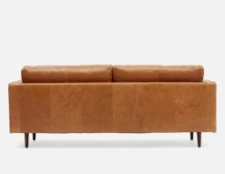 KINSEY mid-century modern 100% leather 3-seater sofa