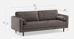 KINSEY velvet 3-seater sofa