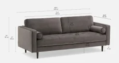 KINSEY velvet 3-seater sofa