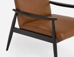 LATONA 100% leather mid-century modern accent chair