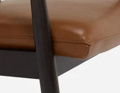 LATONA 100% leather mid-century modern accent chair