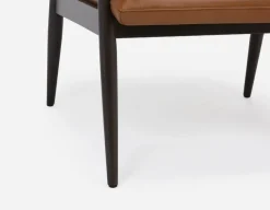 LATONA 100% leather mid-century modern accent chair