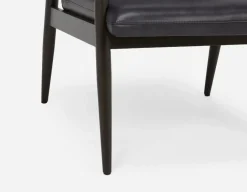 LATONA 100% leather mid-century modern accent chair