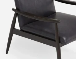 LATONA 100% leather mid-century modern accent chair