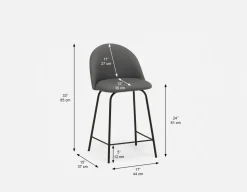 LAVAL mid-century modern counter stool with backrest 61 cm