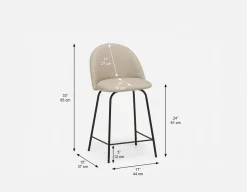 LAVAL mid-century modern counter stool with backrest 61 cm
