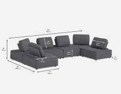 LEON 6-pc modular interchangeable sofa