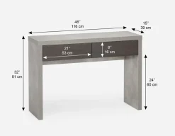 LIAM industrial chic console table 116 cm