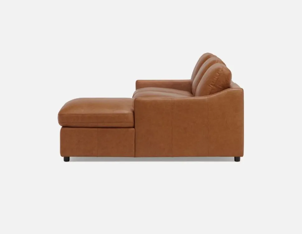 LIMA 100% leather sectional sofa-bed right-facing