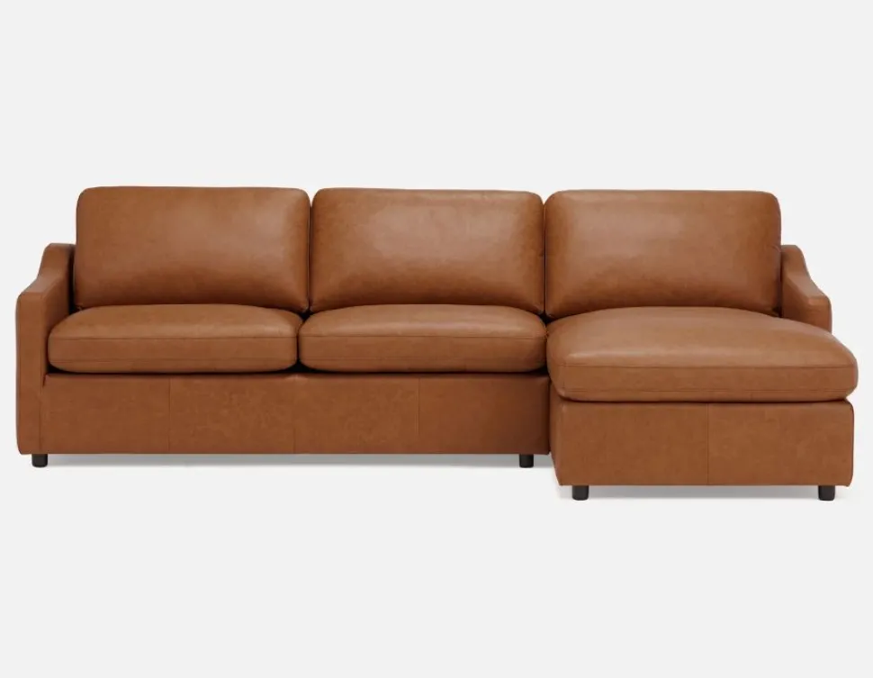 LIMA 100% leather sectional sofa-bed right-facing